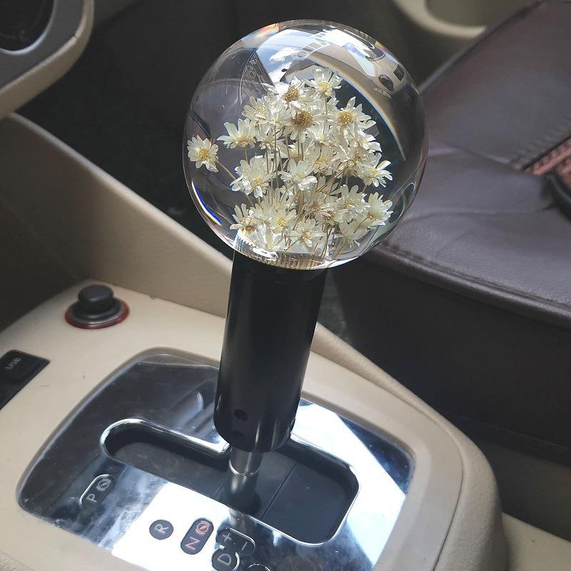 JDM汽车排挡英头水晶档把头改装2手通动用个性蒲公创意动自换档把