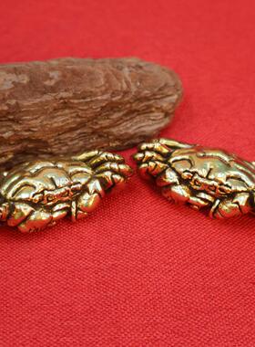 铜实心横财螃蟹玩具手把件茶宠男女随身纵横天下偏财八方来财挂饰