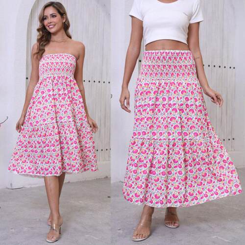 Printed large swing skirt for women印花大摆半身裙女
