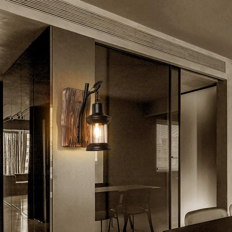 美式复古工业风LOFT实木创意个性酒吧怀旧咖啡馆餐厅船木装饰壁灯