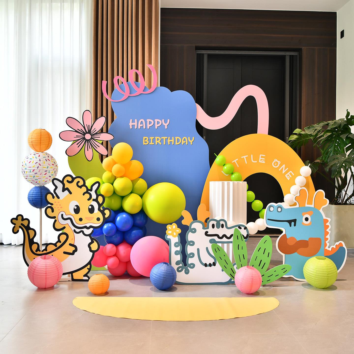 龙宝宝个生日礼物生日布局场景装饰男女宝宝抓周宴会背景墙Kt多巴