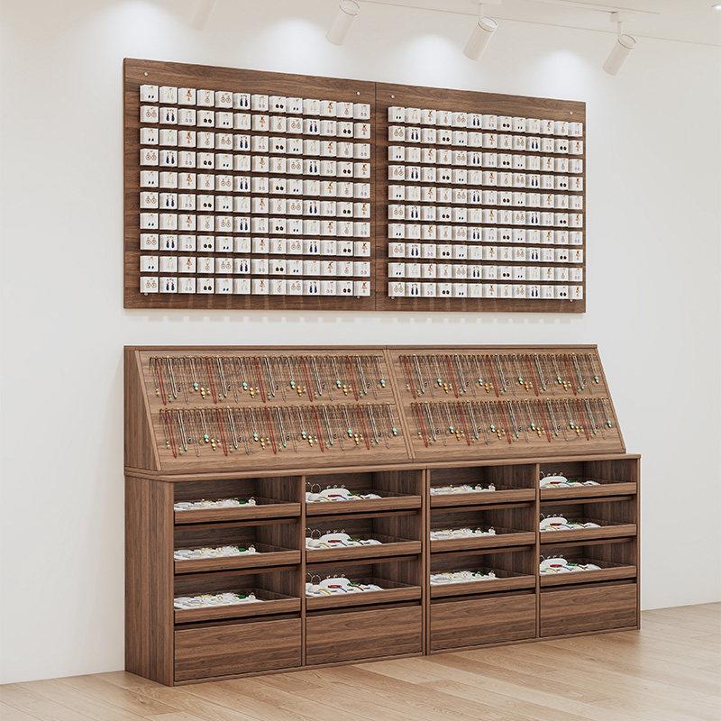 实木饰品柜中岛台展示桌耳环格子柜项炼架上墙展示柜展示台摆饰台