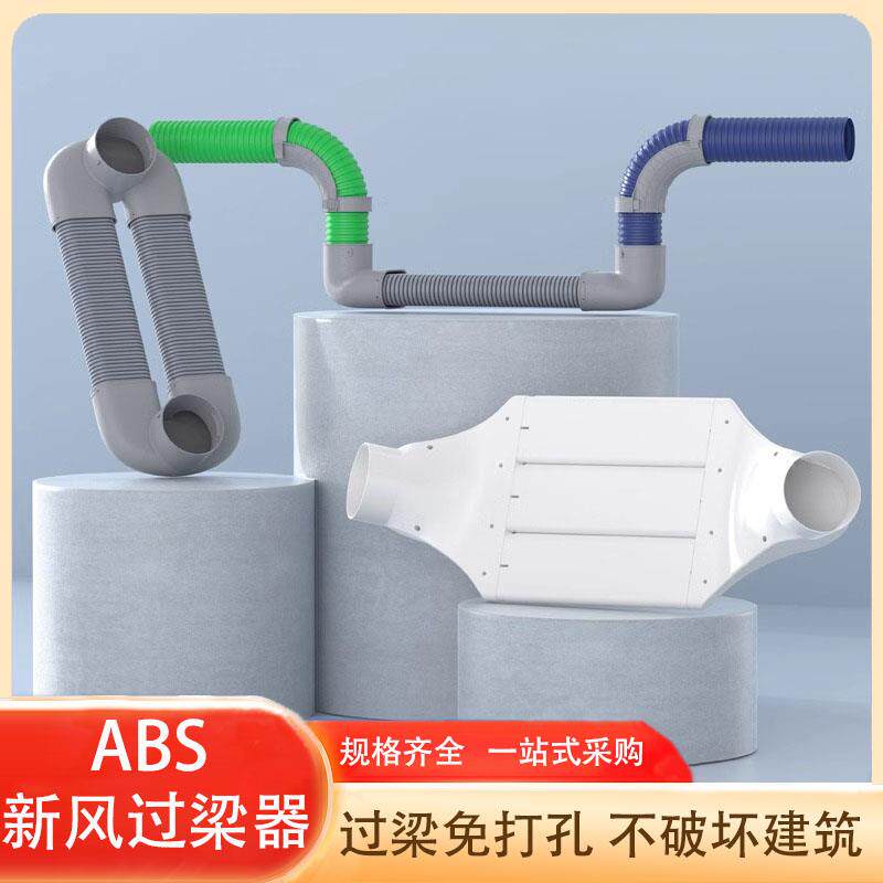 新风系统abs管道过梁器扁管PVC75110160烟道通风机通风转接室内系