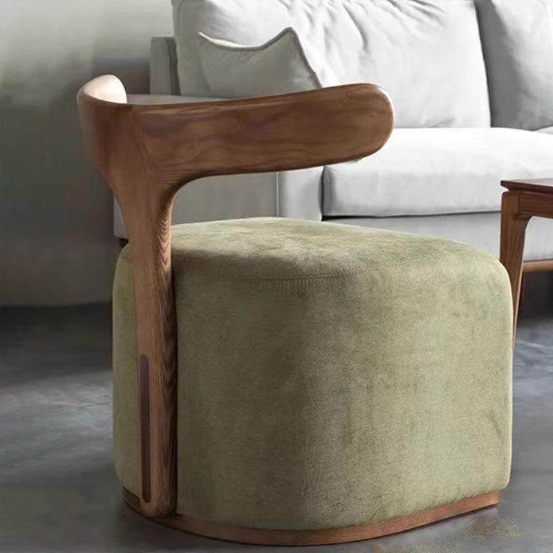 北欧实木化妆凳设计师创意靠背换鞋凳轻奢高级感喝茶凳休闲 矮凳