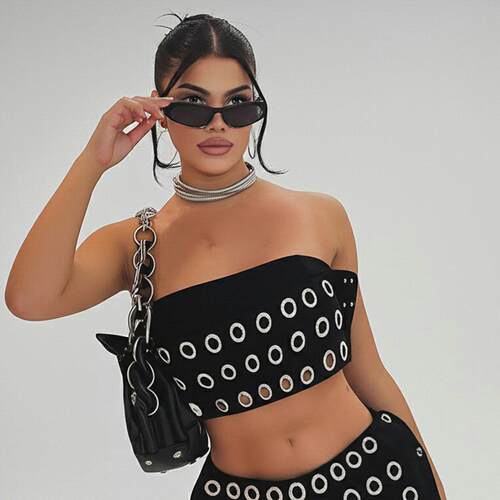 Chicken eye metal suit slimming, strapless, low waisted