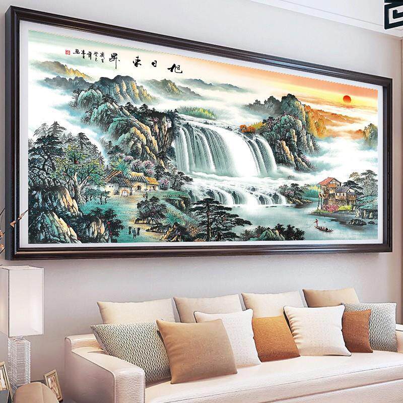 十字绣钻石画新款客厅满钻大幅山水风景旭日自己手工贴砖石秀