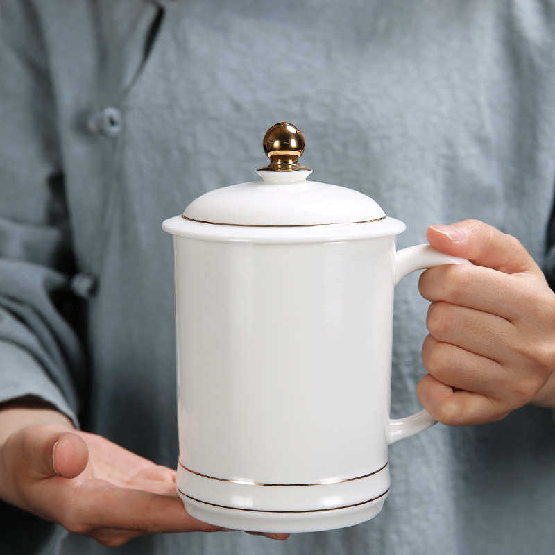 德化白瓷陶瓷茶杯办公室会议杯个人专用描金竹节杯纯白水杯礼品杯,餐饮具,马克杯,淘宝优惠券,粉丝福利购,淘宝优惠卷