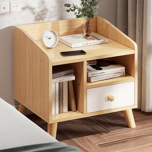 意式轻奢床头柜卧室床边30cm小床头柜奶油收纳柜阳台边柜柜子简易