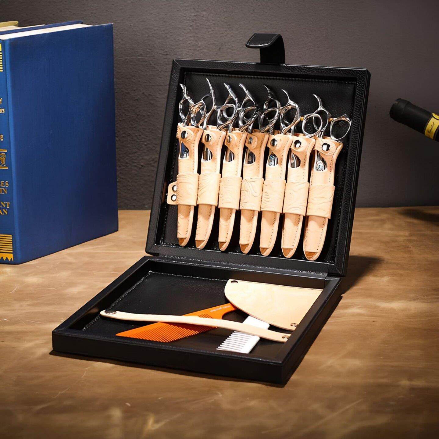 真皮剪刀盒子发型师专用剪刀工具收纳盒剪刀保护盒美发剪刀放置盒