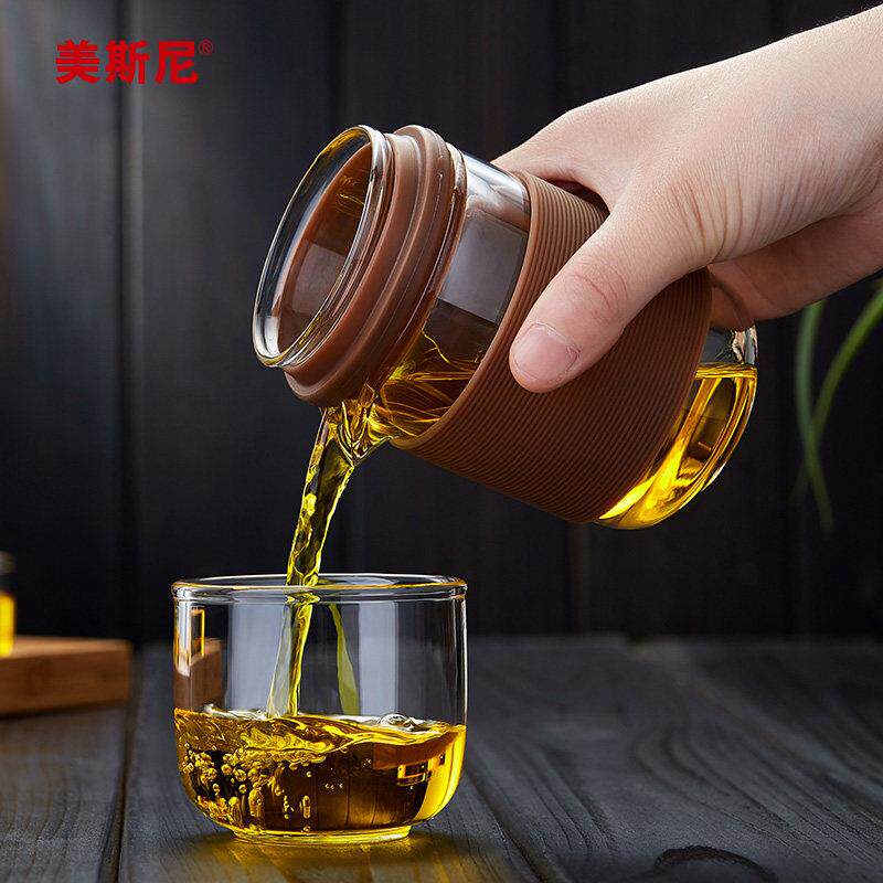 玻璃快客杯便携式旅行茶具套装茶水分离杯户外功夫泡茶壶耐热茶杯
