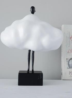 创意云朵人物金属客厅桌面高级感摆件样板间家居装饰品树脂工艺品