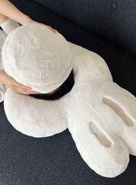 小白兔创意多能耳抱枕办LYO公室桌椅功坐垫靠垫沙发睡觉朵抱枕