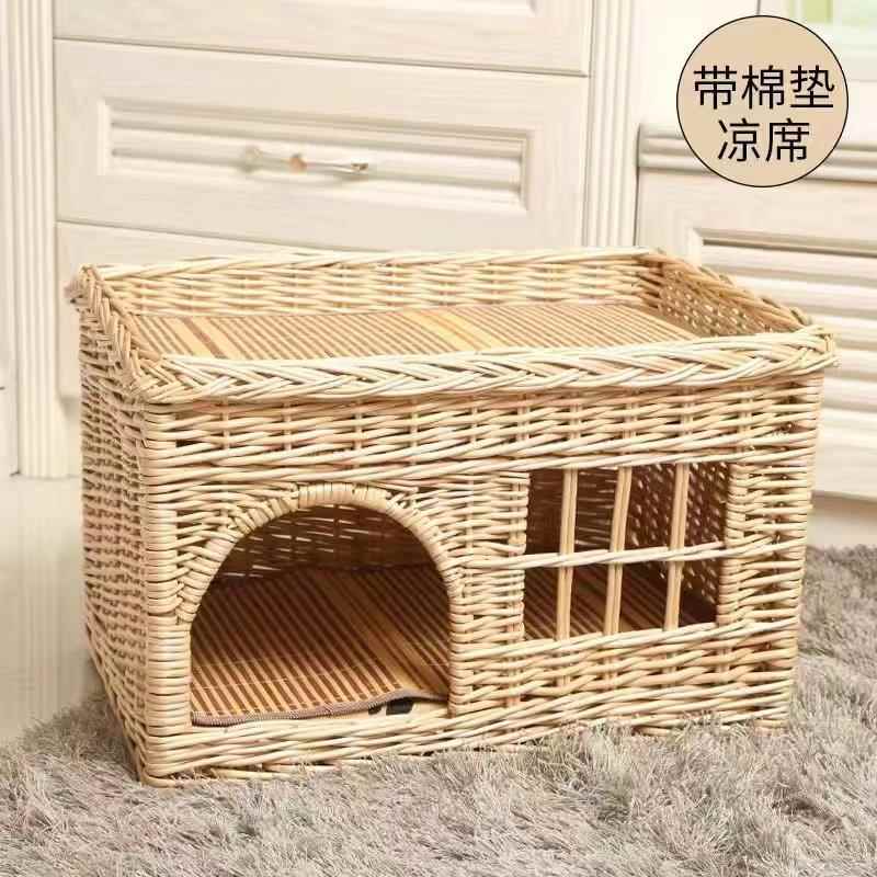 高档夏季猫窝猫窝四季通用封闭式猫编房别可拆洗别墅墅猫屋猫藤笼