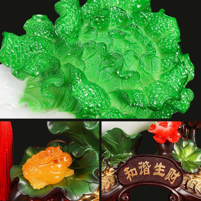中式树脂工艺品摆件和谐生财白菜摆件家居客厅办公室装饰厂家