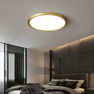 全铜超薄led吸顶灯简约现代玄关过道走廊灯极简轻奢房间卧室灯具