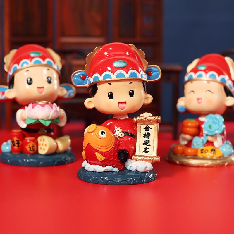 金榜题名中高考逢考必过状元学生创意摇头树脂小饰品桌面汽车摆件