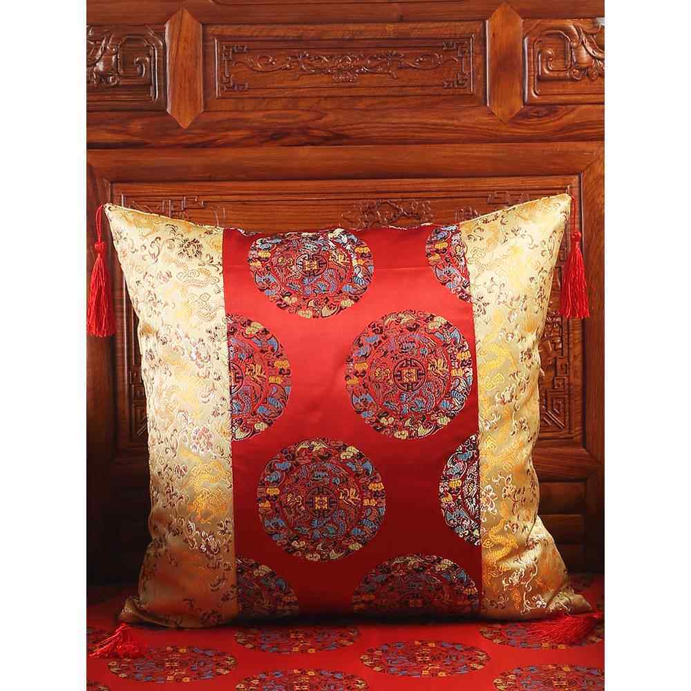 高档新红木沙发抱枕靠垫中国风古典家中套具绸式缎靠枕仿古抱枕不