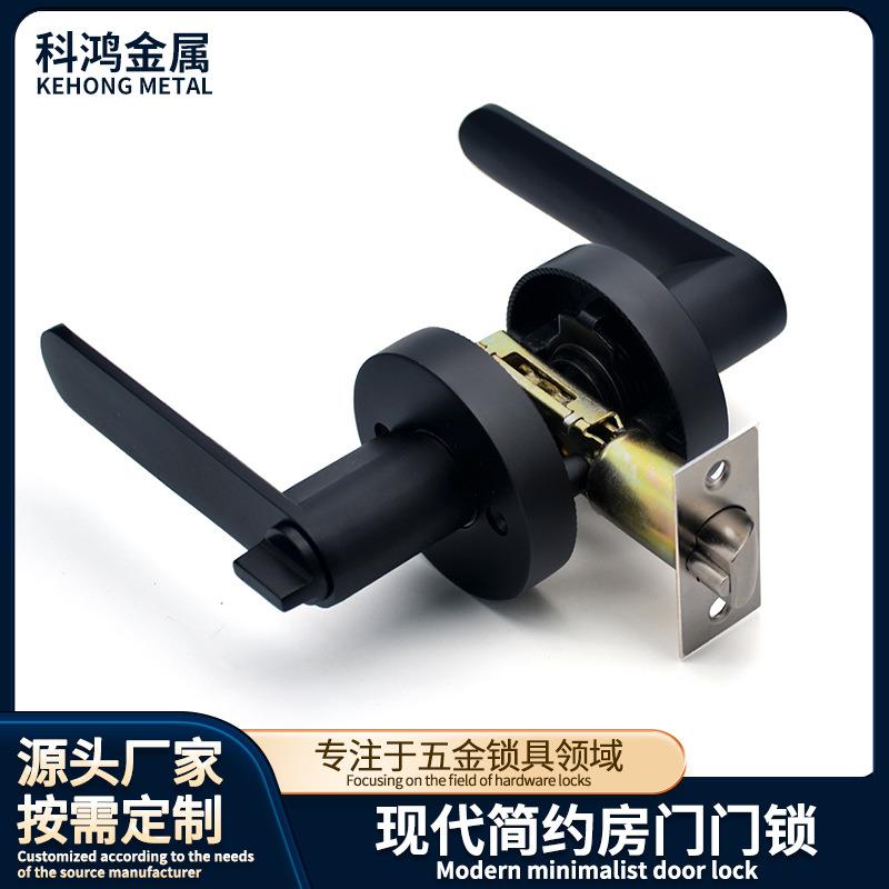 家装铝合金三杆执手锁室内卧室门锁现代简约房门静音门锁机械门锁