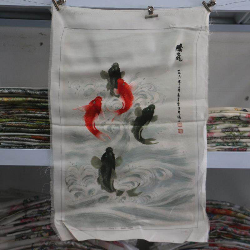 苏绣绣片客厅书房办公室装饰画手工刺绣挂画鲤鱼跳龙门厂家生产