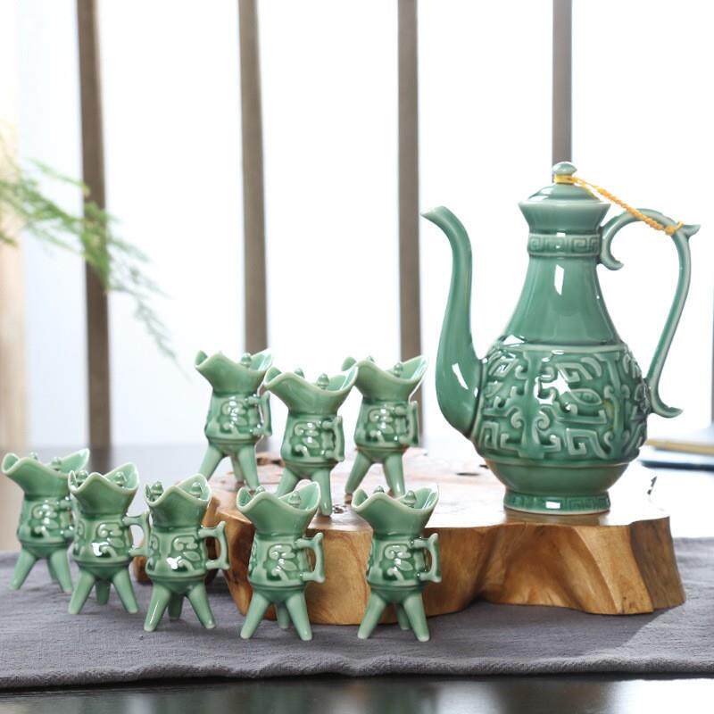 仿古陶瓷酒具酒杯套装家用复古风酒樽中式酒盏酒壶小酒盅帝王爵杯