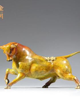 铜金岁月牛运当头黄铜牛铜摆件公司开业庆典送礼铜工艺品铜牛摆件