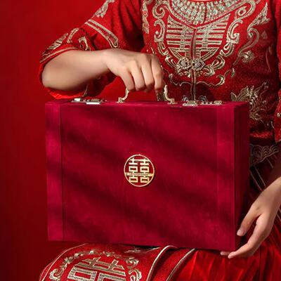 彩礼钱箱订婚礼金盒提亲聘礼箱聘金盒装10万元红包高档结婚用品