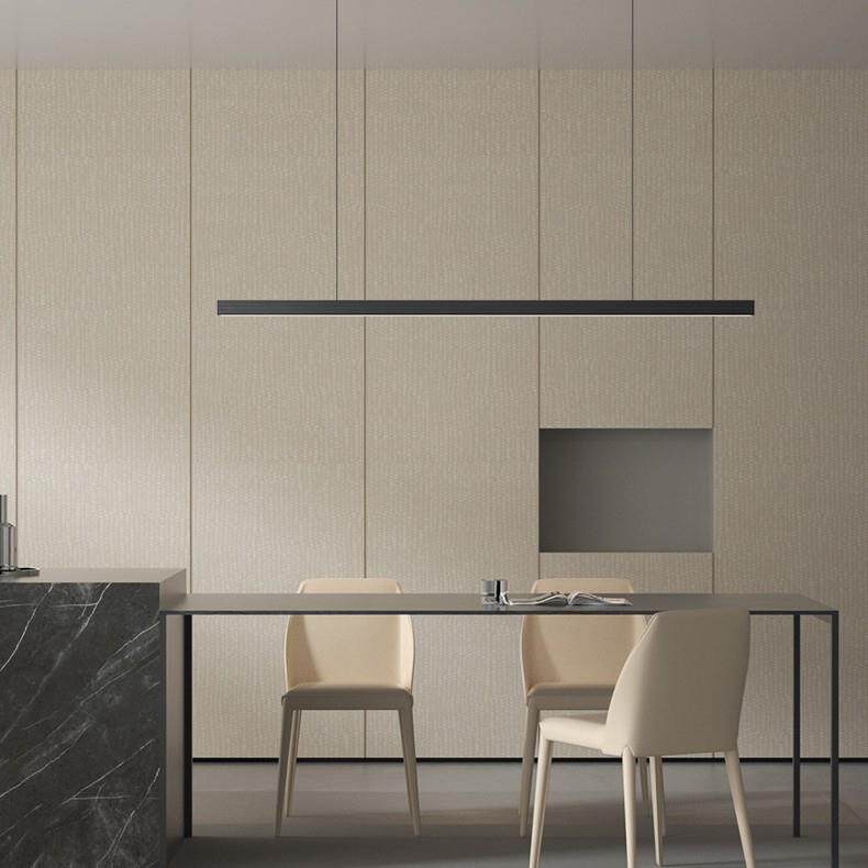 现代简约餐厅灯吊灯一字灯长条铁艺办公茶室书房可调节高度