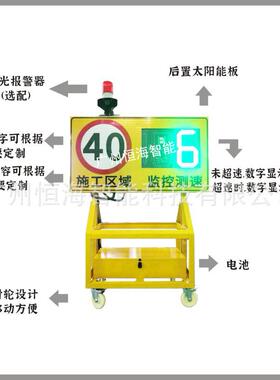 推车雷达测速仪车速反馈屏车速显示屏施工道路太阳能移动式抓拍仪