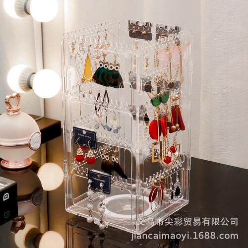 旋转耳环架饰品展示架商用收纳挂项链耳夹耳钉耳饰大容量首饰盒