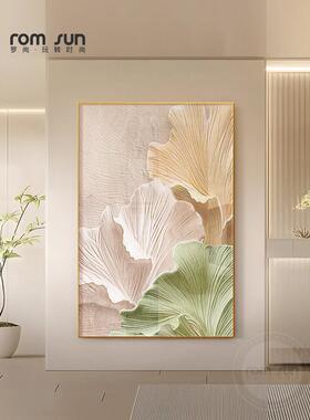 网红奶油挂风玄关客装饰画抽象艺术轻奢厅金属画框定制落可地墙壁