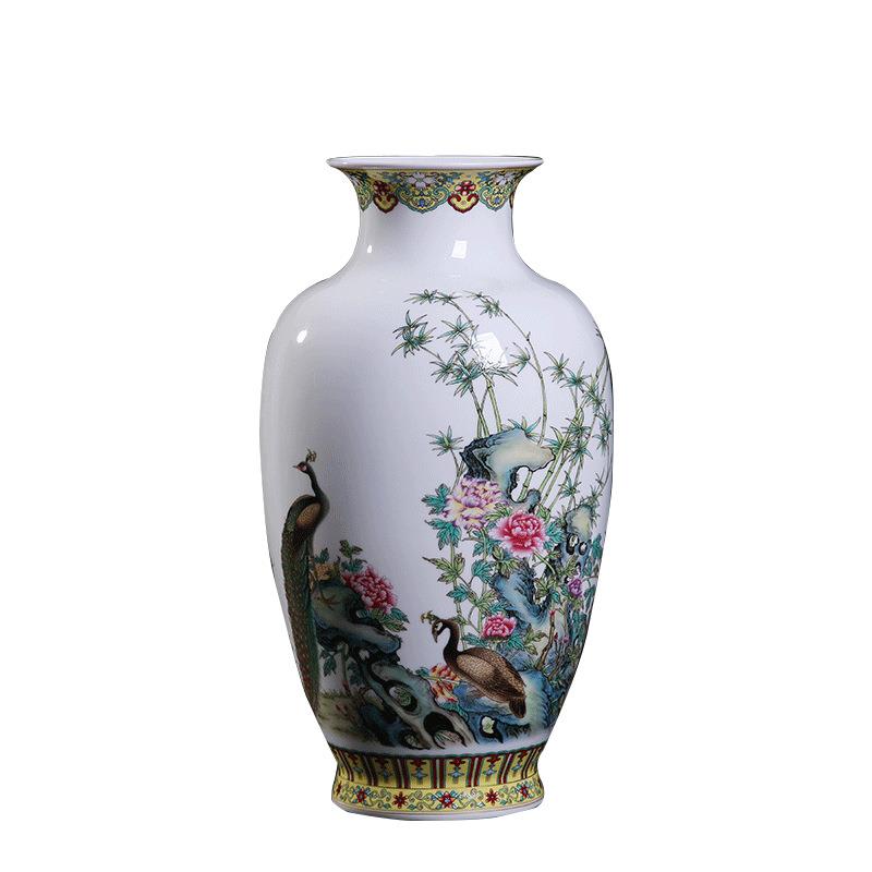 景德镇陶瓷花瓶冬瓜瓶家居客厅中式摆件粉彩瓷器工艺品礼品