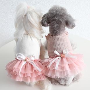 Petstyle 甜美可爱狗宠物衣服猫咪裙子 2022春夏 夏日提花纱纱裙