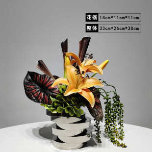 酒店洽谈装 洗漱茶客厅花艺仿真简约新办公室台几桌样板房 饰品中式