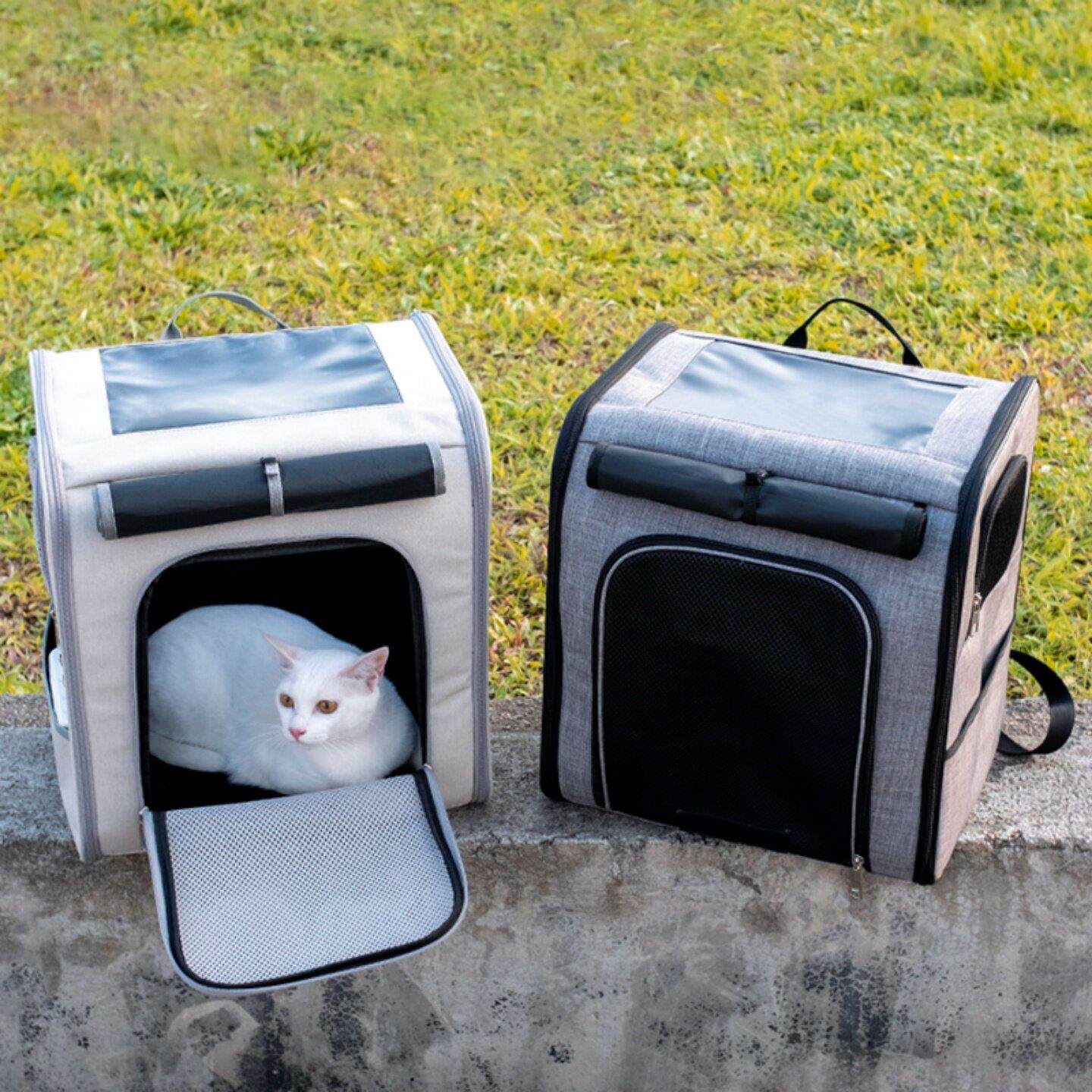 猫包外出包可携式双肩揹包宠物包透气带卷帘大容量可折叠狗包手提