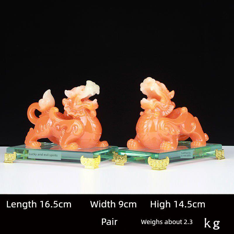 彷白玉貔貅摆件一对皮休工艺品招财办公室客厅玄关家居装饰品中式