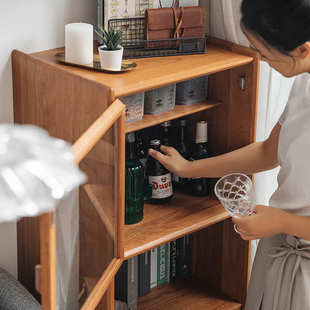 花生高柜北欧实木餐边柜 多功能酒柜收纳储物立柜电视柜高柜