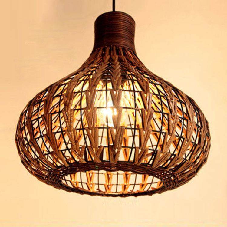 东南亚客厅餐厅卧室茶楼藤艺藤编装饰灯具咖啡厅创意灯饰单头吊灯