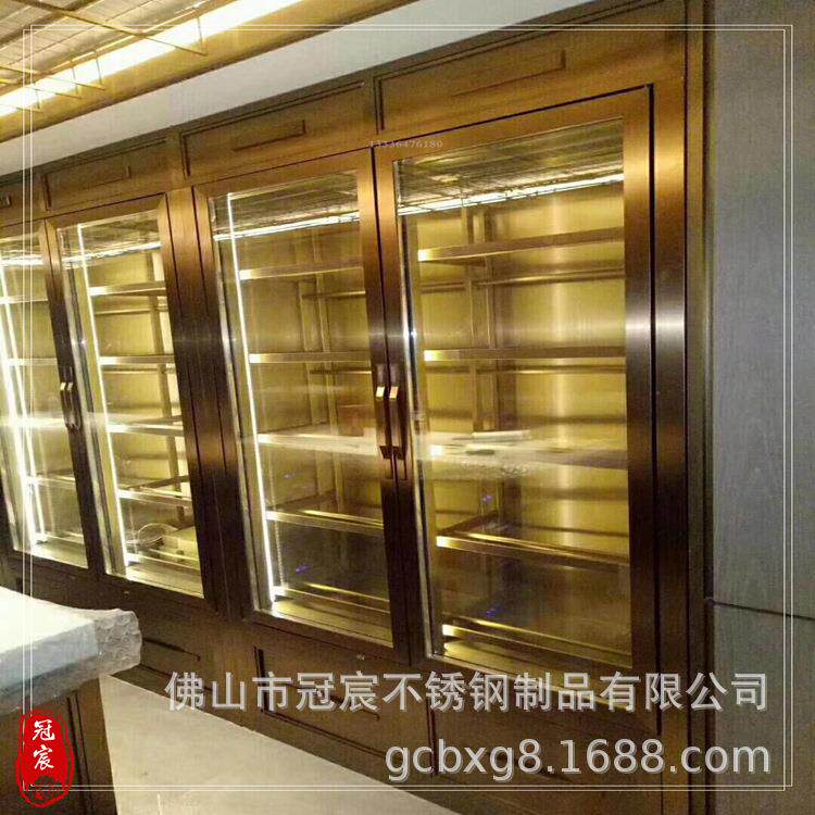 红古铜不锈钢展示柜喷砂黑钛不锈钢吧台柜 壁龛金属制品