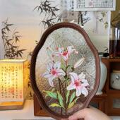 百合花掐丝珐琅diy景泰蓝非遗手工材料包高端手作礼物古风装 饰画