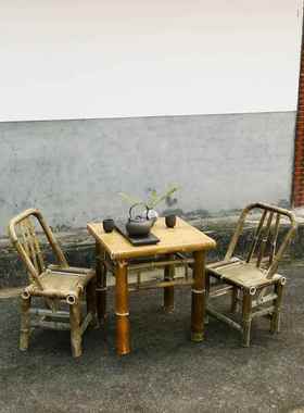 PQJ手工老式竹椅编子庭靠背户外凳子复古椅子竹凳院竹椅子椅织小