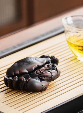 摆紫陶螃体茶漏DZZT-202过滤一体创意过滤组全瓷一茶宠件蟹滤网茶