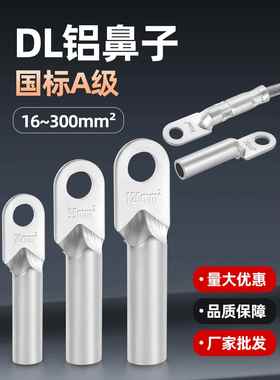 DL铝线鼻子接线端子16/25/50/70/95/120/185平方电缆线耳国标接头