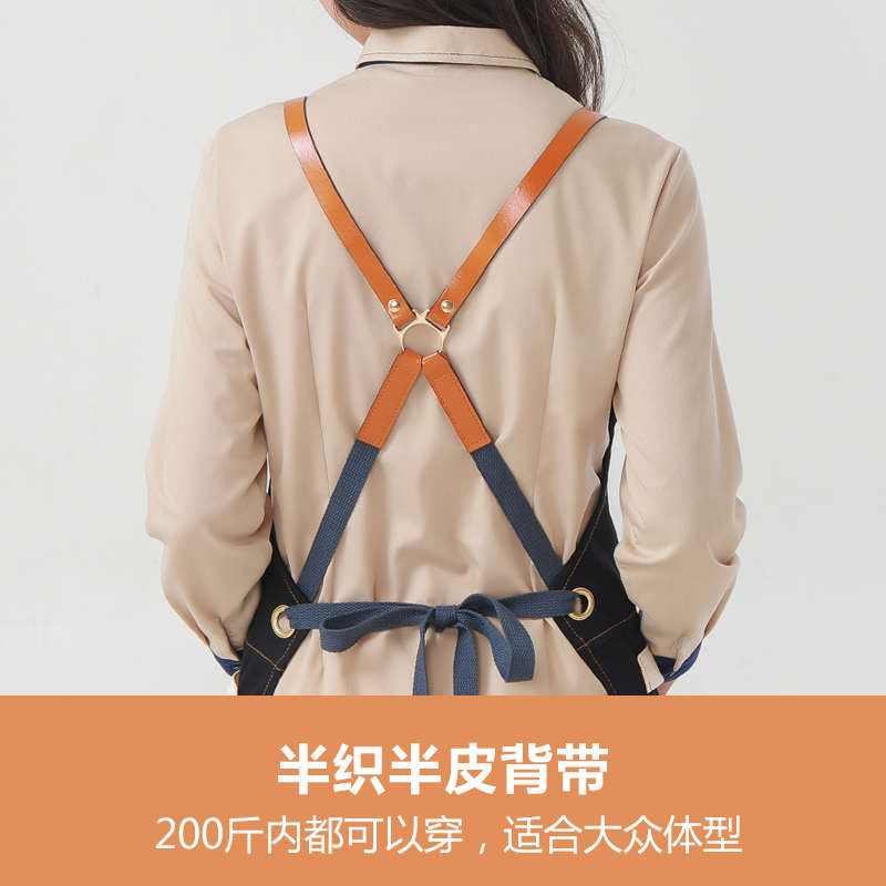 帆布厚厂家师定制logo版时尚咖啡外贸韩批发理发师围裙围裙工作服