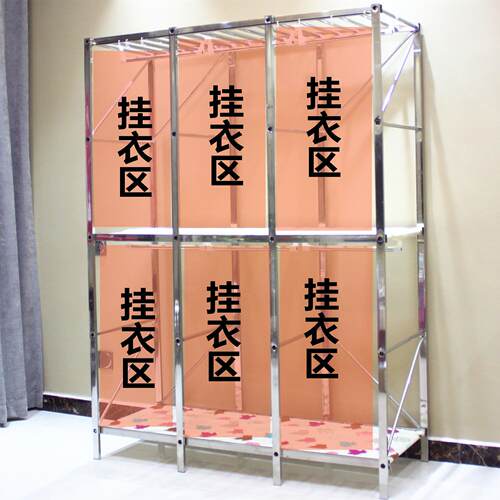 简易组合布衣柜 安徽制金属衣架 折叠经济型双人衣橱推荐