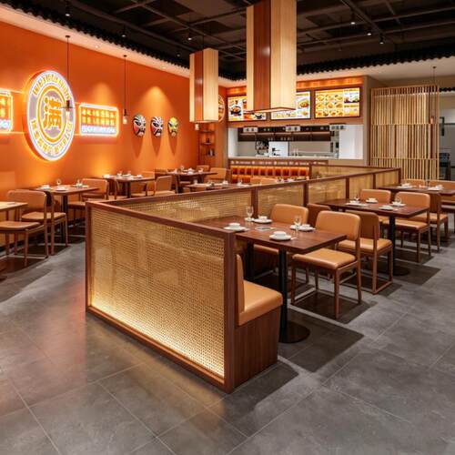 新中式藤编发光餐厅隔断商用餐饮卡座屏风铁艺烤漆围栏可定制尺寸