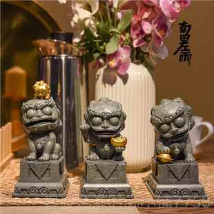高档故宫文创国潮商摆件原创居设务计石狮子开招业财猫家办公礼品