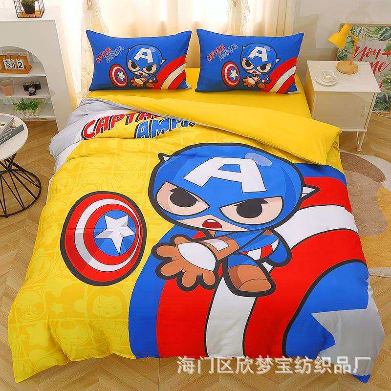 蜘蛛侠磨毛四件套男孩床单人被套床笠床上用品儿童学生宿舍三件套