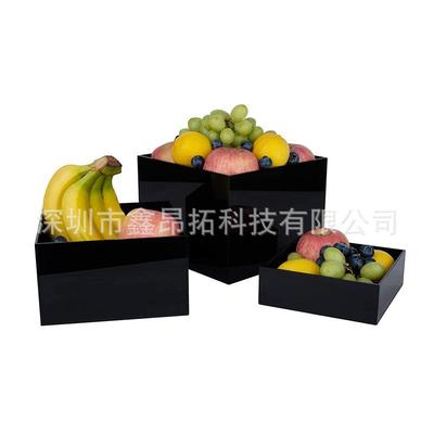 底黑色932亚克力多功能展示盒子方展示座桌面盖收形纳盒3无个/套