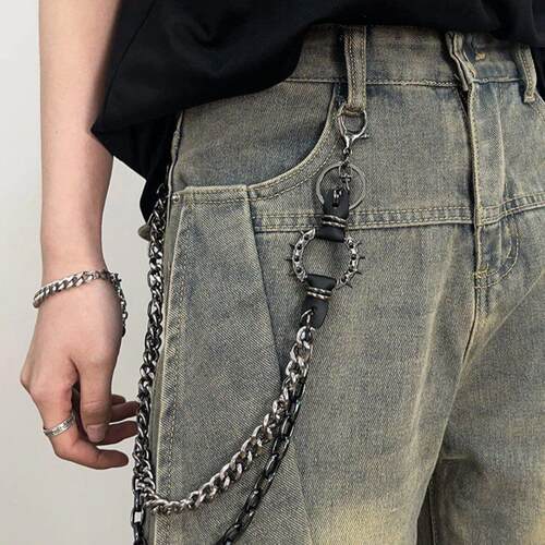 Retro hip-hop style metal multi-layer trouser chain多层裤链