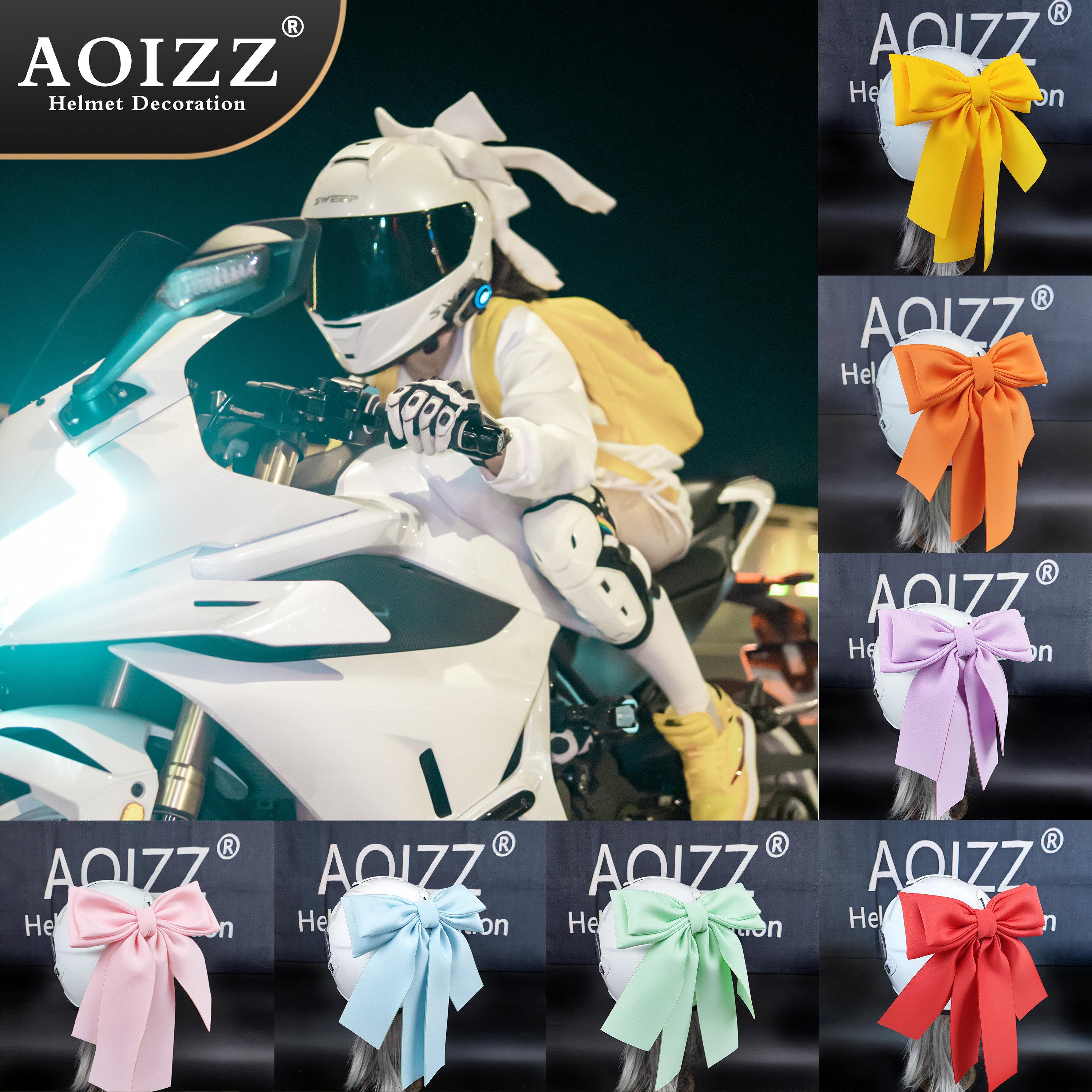 AOIZZ【2025新款】机车配饰双层蝴蝶结儿童摩托车滑雪头盔装饰品